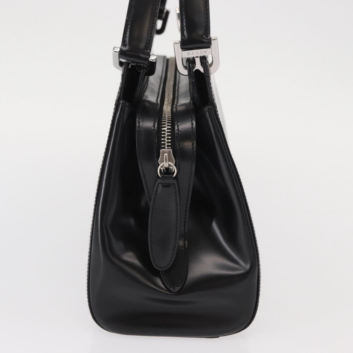 BALLY Hand Bag Leather Black Silver Auth 161058
