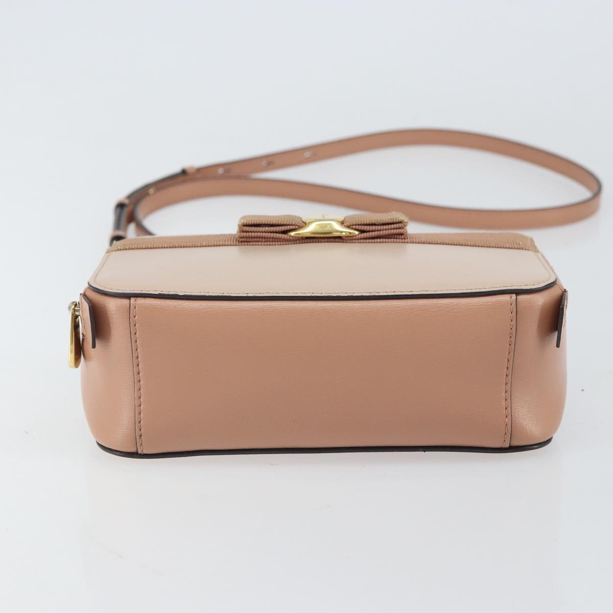 Salvatore Ferragamo Vala Hand Bag Leather 2way Pink Gold Auth 161059