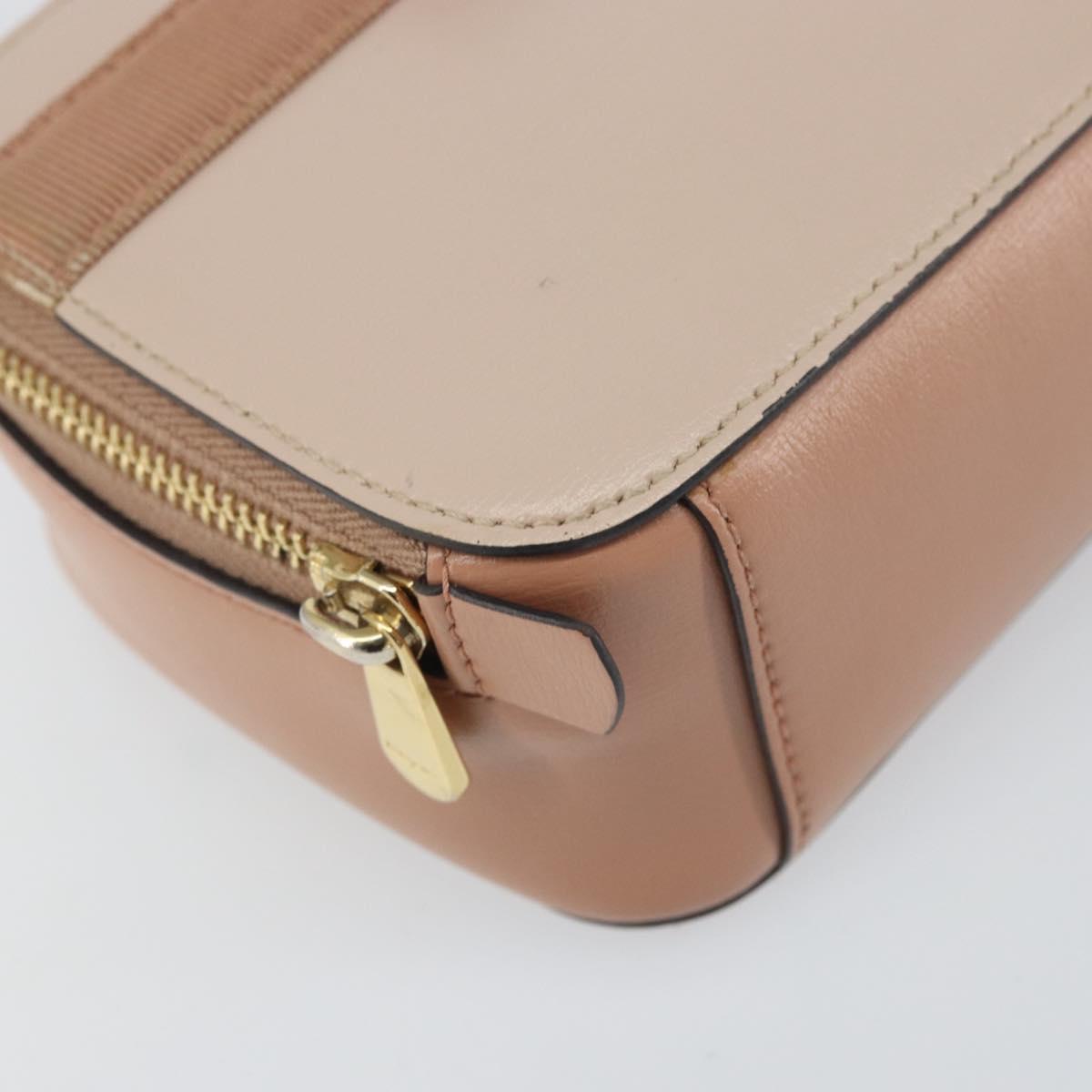 Salvatore Ferragamo Vala Hand Bag Leather 2way Pink Gold Auth 161059