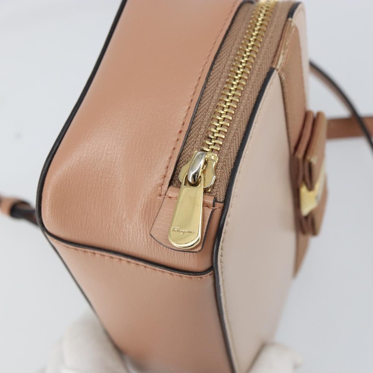 Salvatore Ferragamo Vala Hand Bag Leather 2way Pink Gold Auth 161059