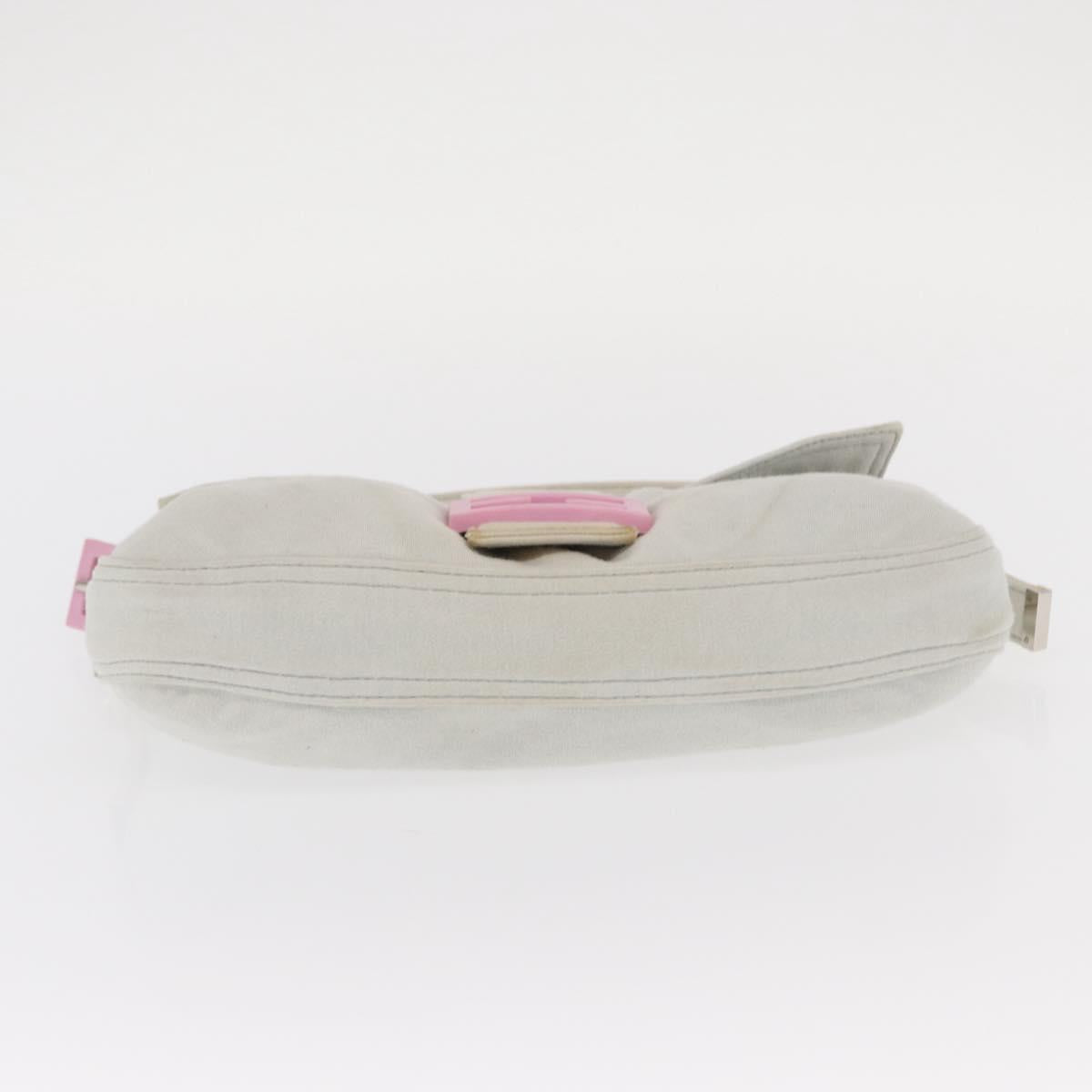 FENDI Mamma Baguette Hand Bag cotton Gray Silver Auth 161060