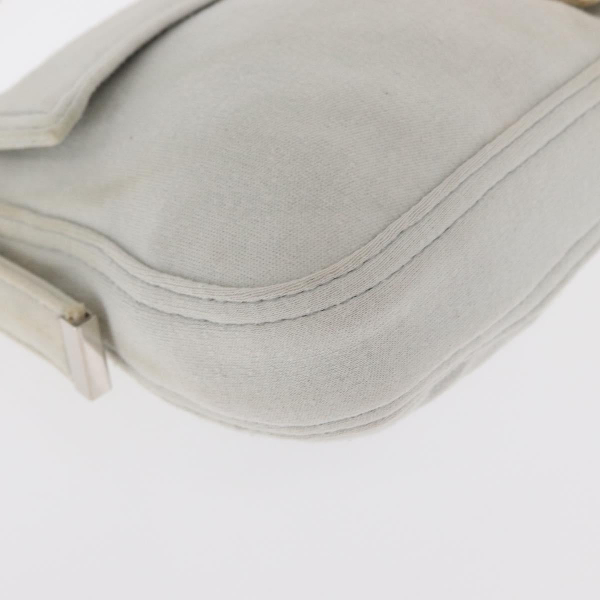 FENDI Mamma Baguette Hand Bag cotton Gray Silver Auth 161060