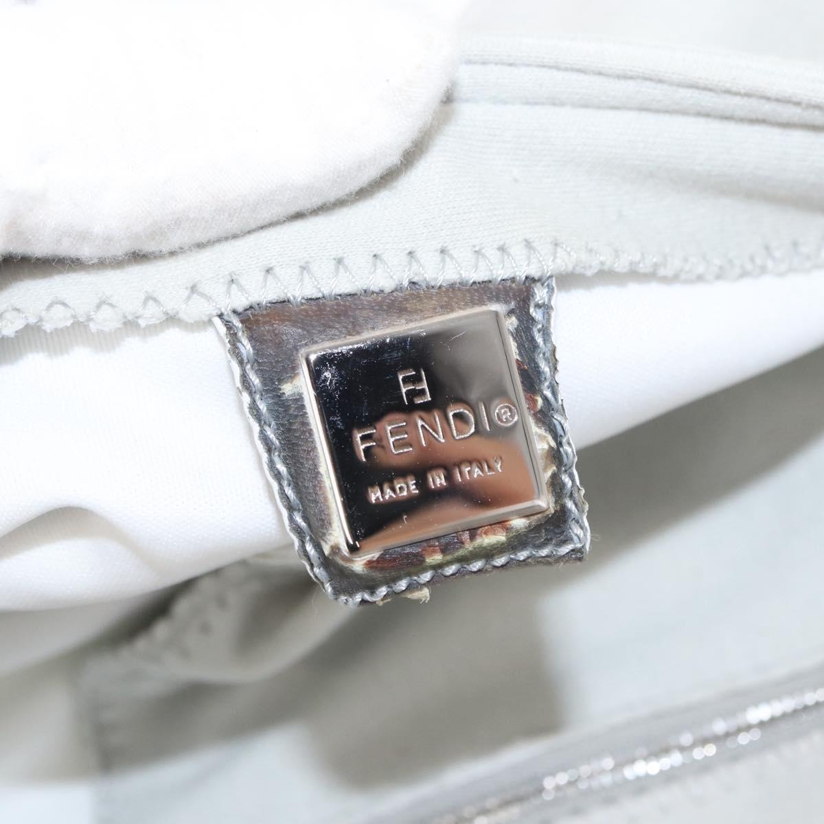 FENDI Mamma Baguette Hand Bag cotton Gray Silver Auth 161060