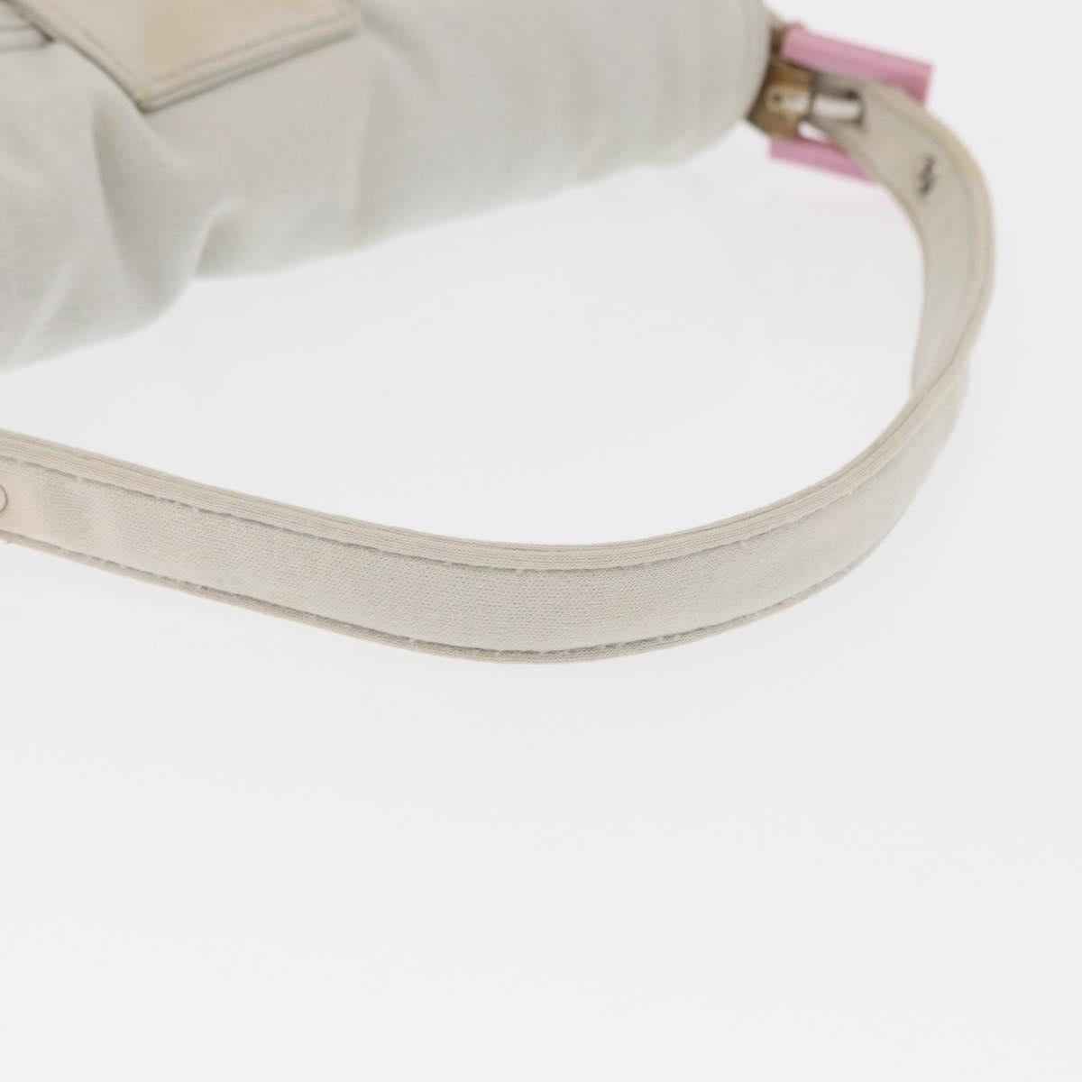 FENDI Mamma Baguette Hand Bag cotton Gray Silver Auth 161060