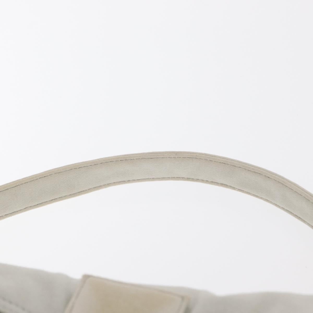 FENDI Mamma Baguette Hand Bag cotton Gray Silver Auth 161060