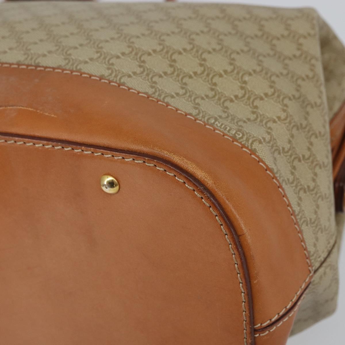 CELINE Macadam Canvas Hand Bag PVC 2way Beige Gold Auth 161061