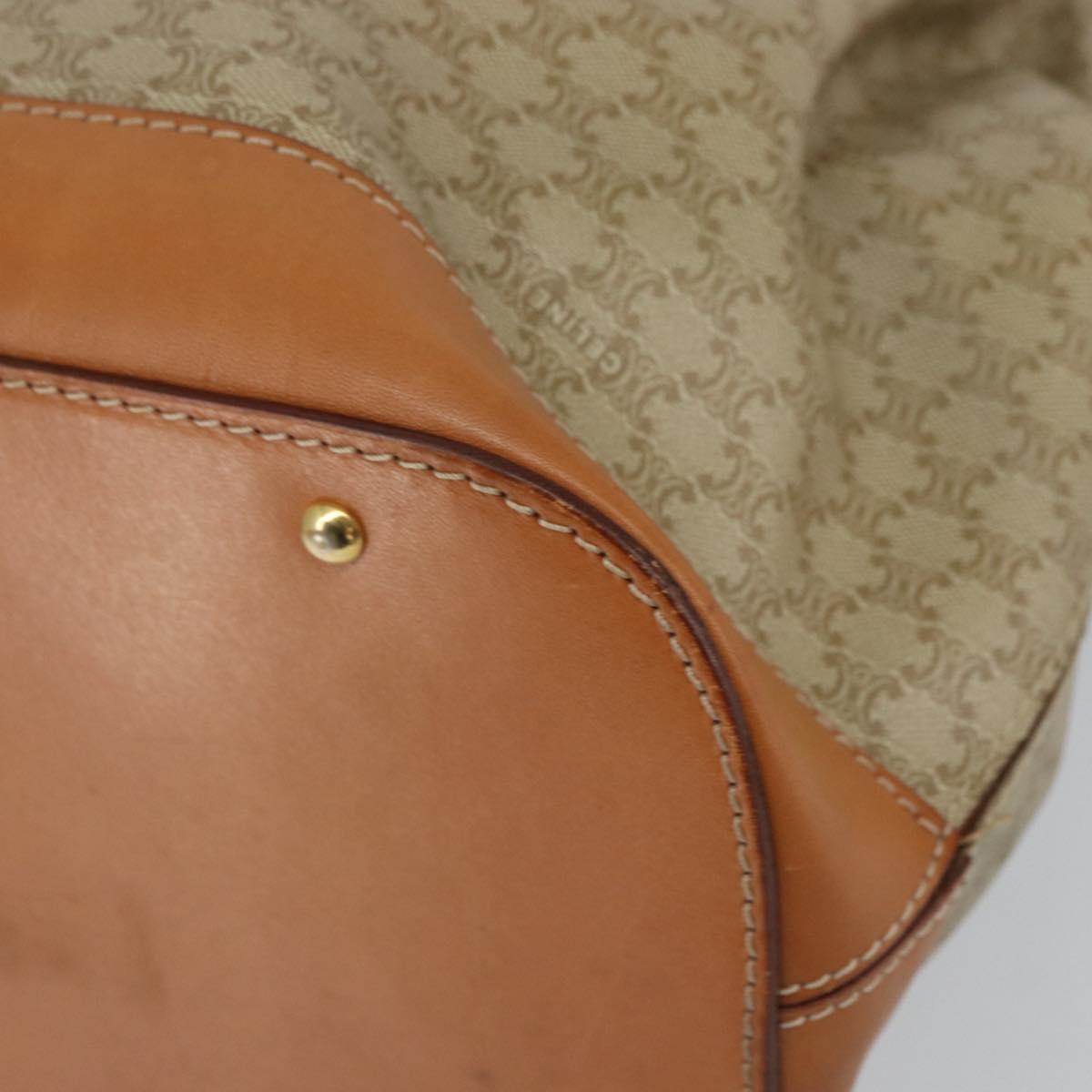 CELINE Macadam Canvas Hand Bag PVC 2way Beige Gold Auth 161061