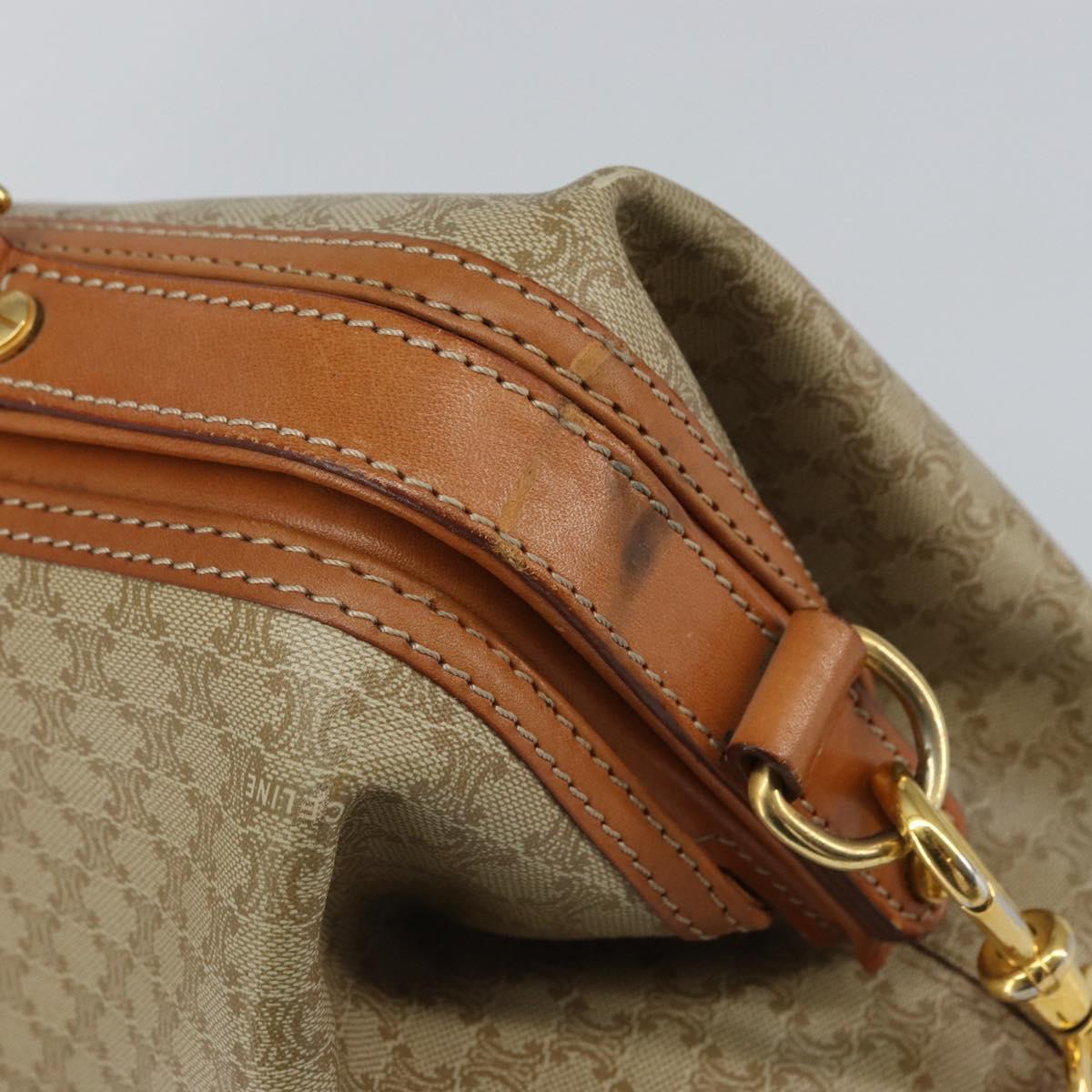 CELINE Macadam Canvas Hand Bag PVC 2way Beige Gold Auth 161061