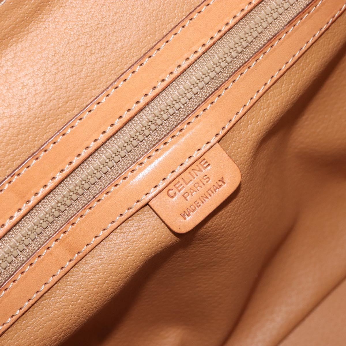 CELINE Macadam Canvas Hand Bag PVC 2way Beige Gold Auth 161061