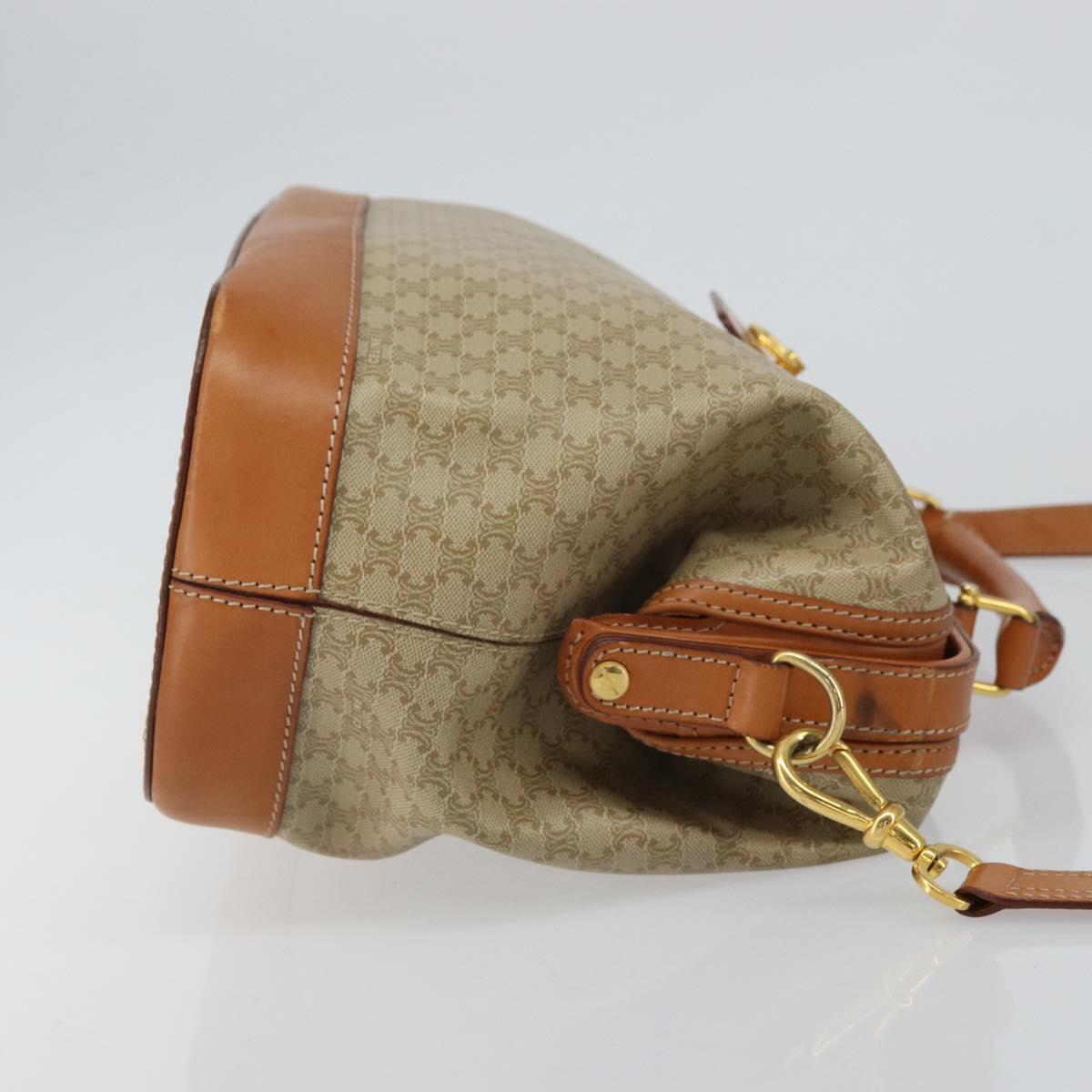 CELINE Macadam Canvas Hand Bag PVC 2way Beige Gold Auth 161061