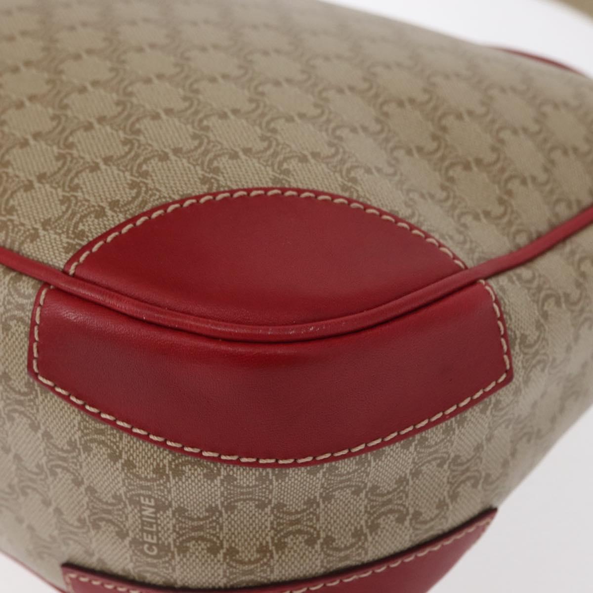 CELINE Macadam Canvas Shoulder Bag PVC Beige Gold Auth 161067