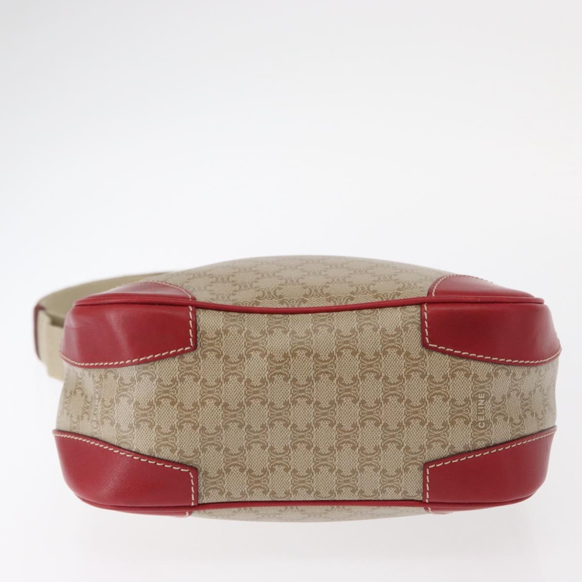 CELINE Macadam Canvas Shoulder Bag PVC Beige Gold Auth 161067