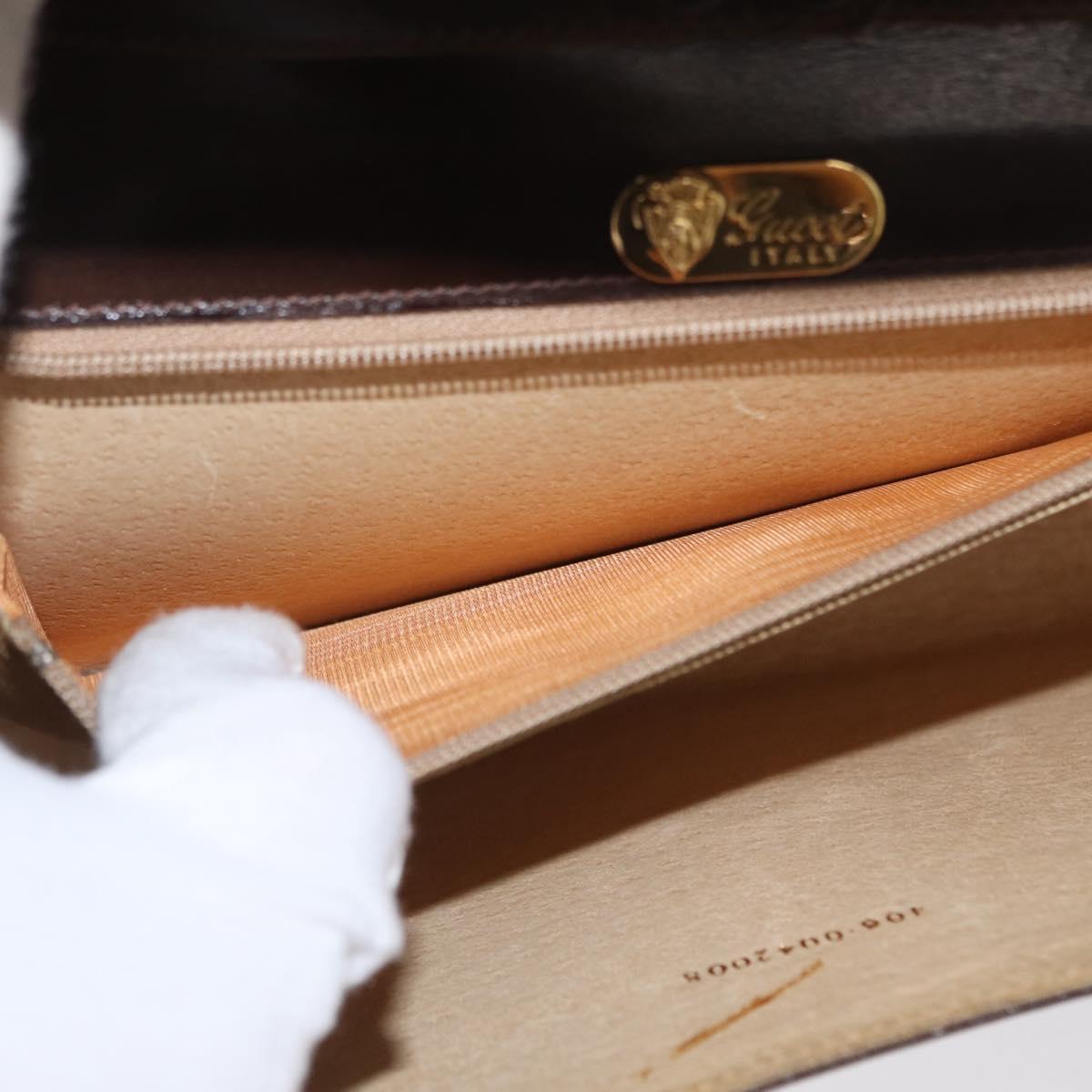 GUCCI Shoulder Bag Leather Dark Brown Gold 406 004 2008 Auth 161069