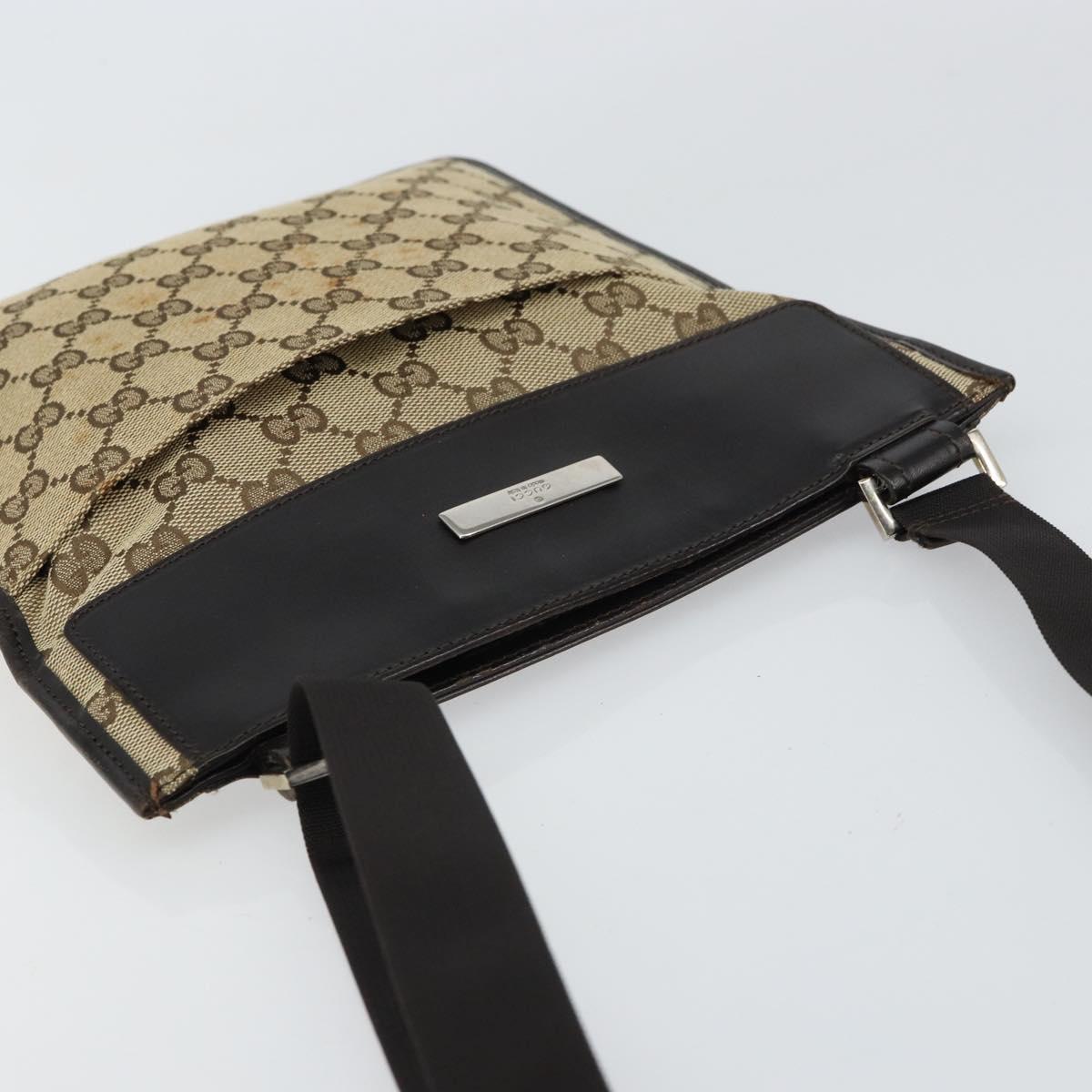 GUCCI GG Canvas Shoulder Bag Beige Silver 019 0348 Auth 161082