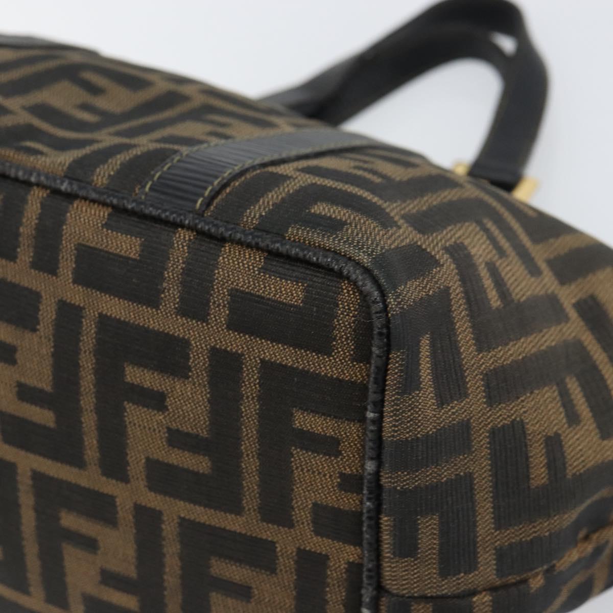 FENDI Zucca Canvas Hand Bag Black Brown Auth 161083