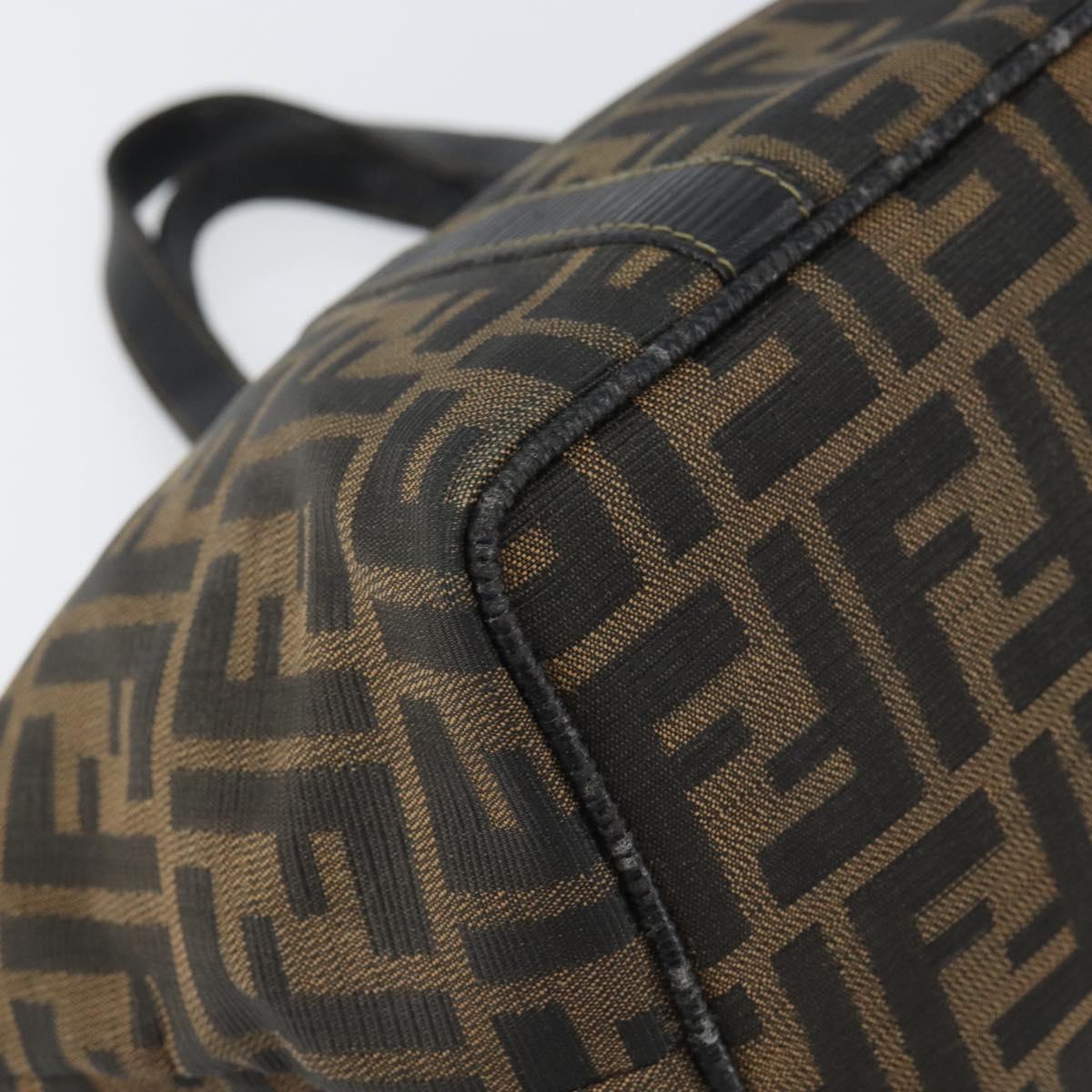 FENDI Zucca Canvas Hand Bag Black Brown Auth 161083