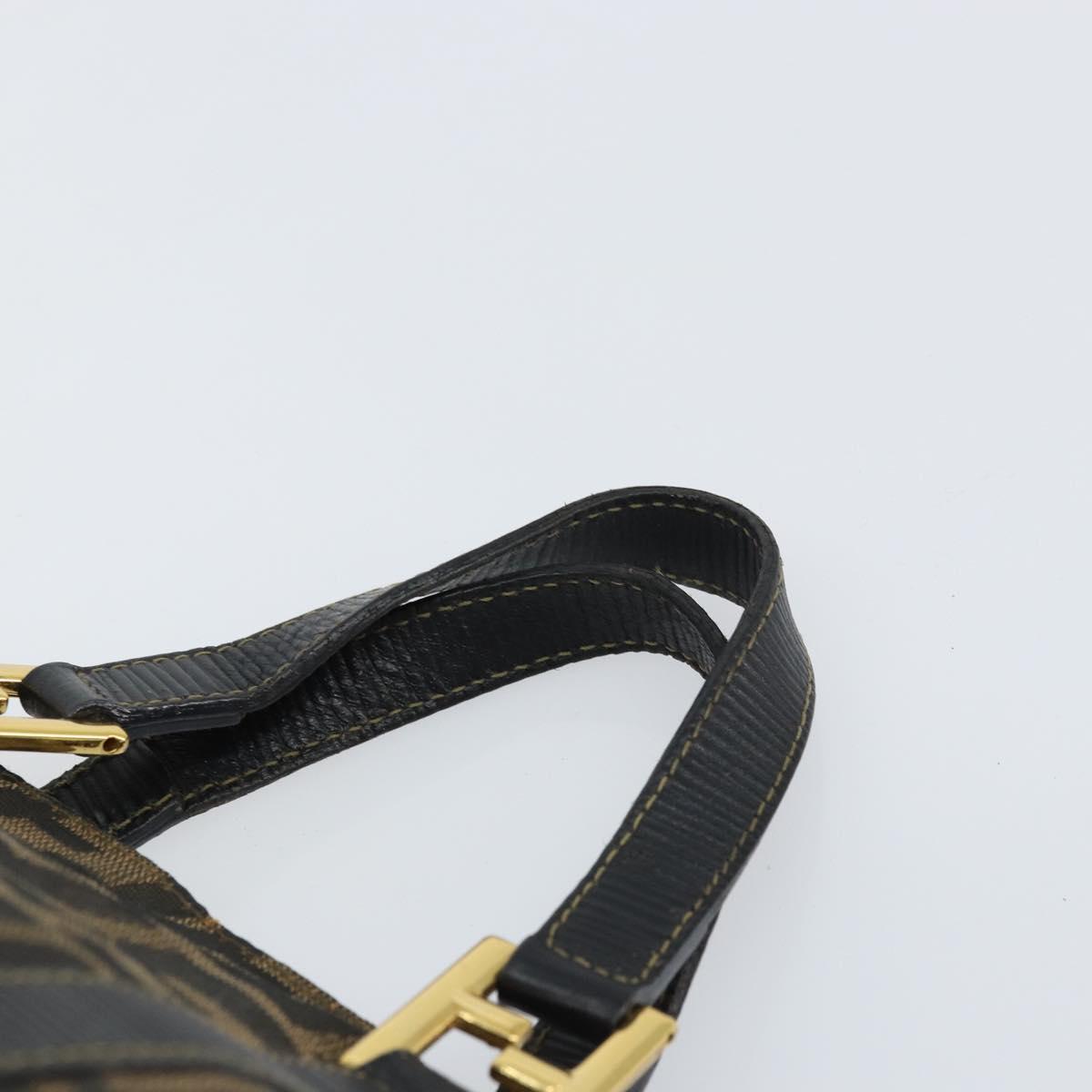 FENDI Zucca Canvas Hand Bag Black Brown Auth 161083