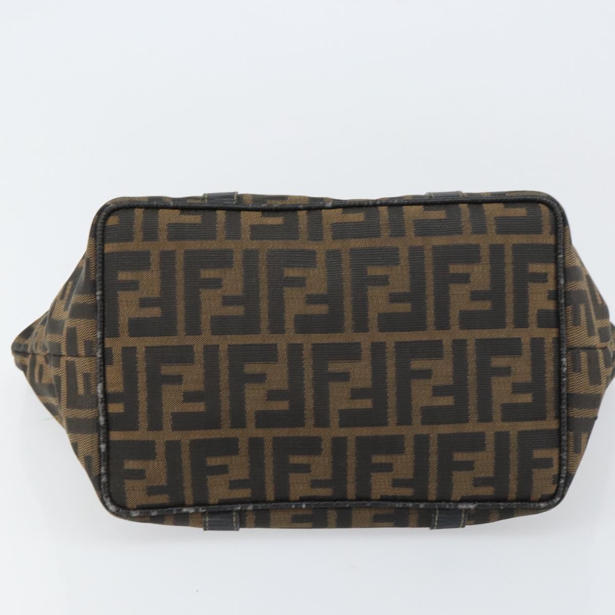 FENDI Zucca Canvas Hand Bag Black Brown Auth 161083