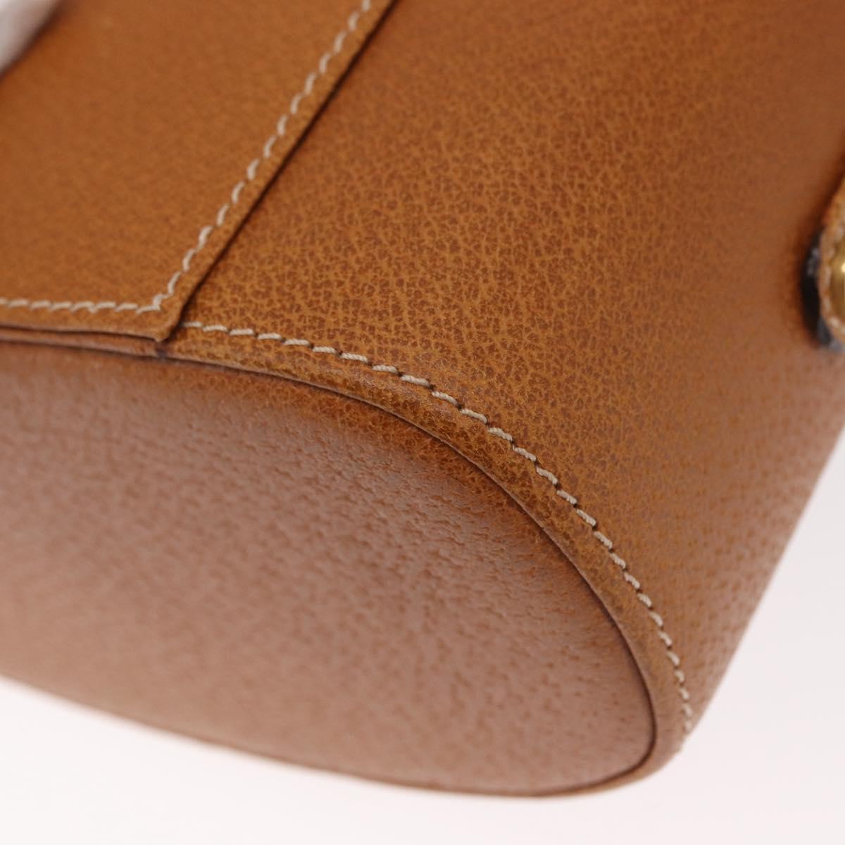 LOEWE Vanity Hand Bag Leather 2way Brown Gold Auth 161089