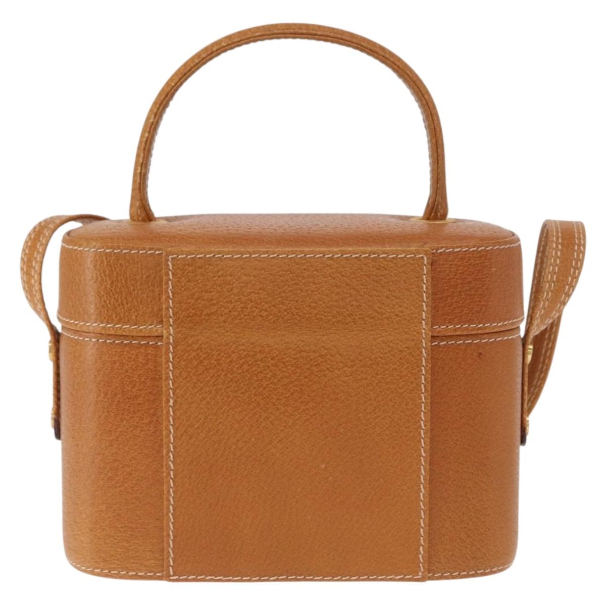 LOEWE Vanity Hand Bag Leather 2way Brown Gold Auth 161089