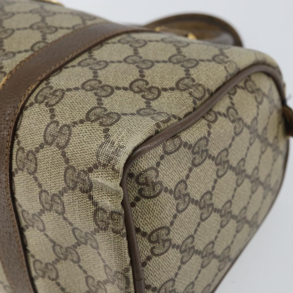 GUCCI GG Supreme Web Sherry Line Boston Bag PVC Beige Gold 40 02 006 Auth 161096