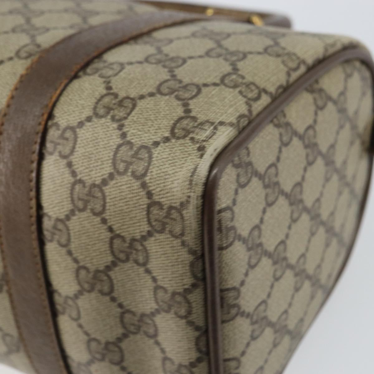 GUCCI GG Supreme Web Sherry Line Boston Bag PVC Beige Gold 40 02 006 Auth 161096
