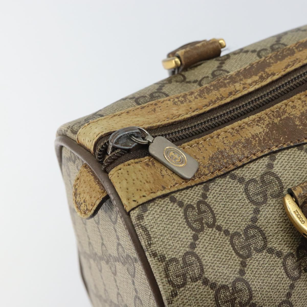 GUCCI GG Supreme Web Sherry Line Boston Bag PVC Beige Gold 40 02 006 Auth 161096