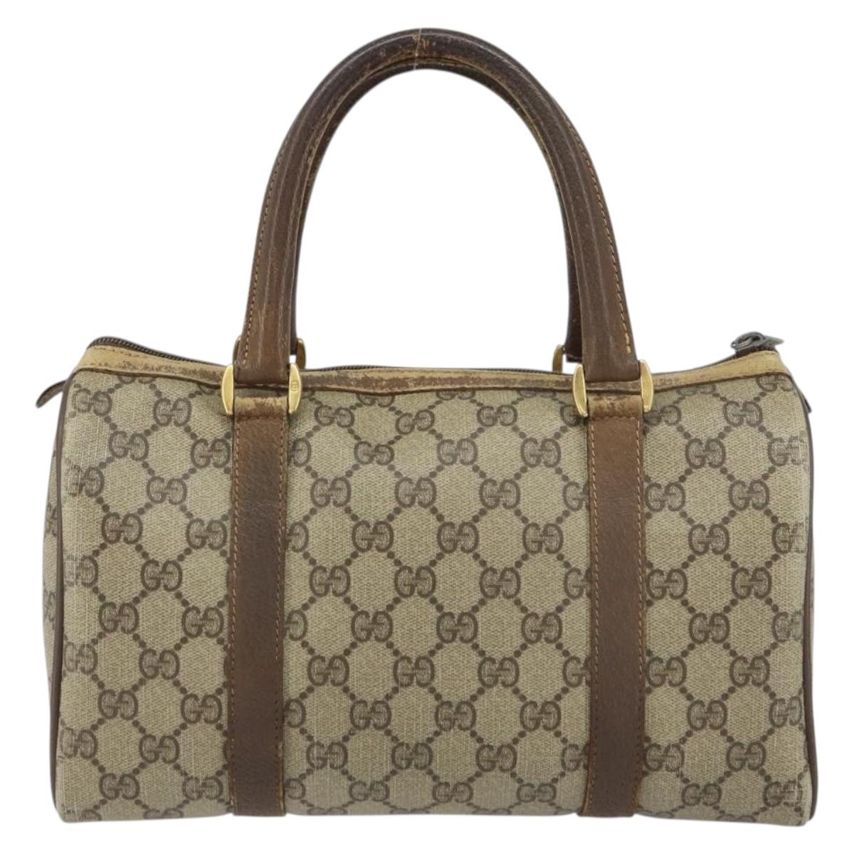GUCCI GG Supreme Web Sherry Line Boston Bag PVC Beige Gold 40 02 006 Auth 161096