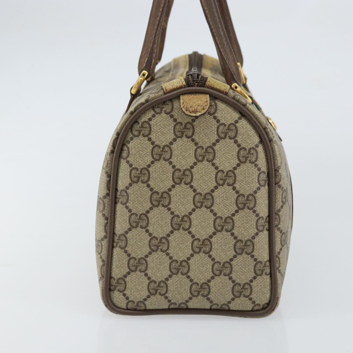 GUCCI GG Supreme Web Sherry Line Boston Bag PVC Beige Gold 40 02 006 Auth 161096