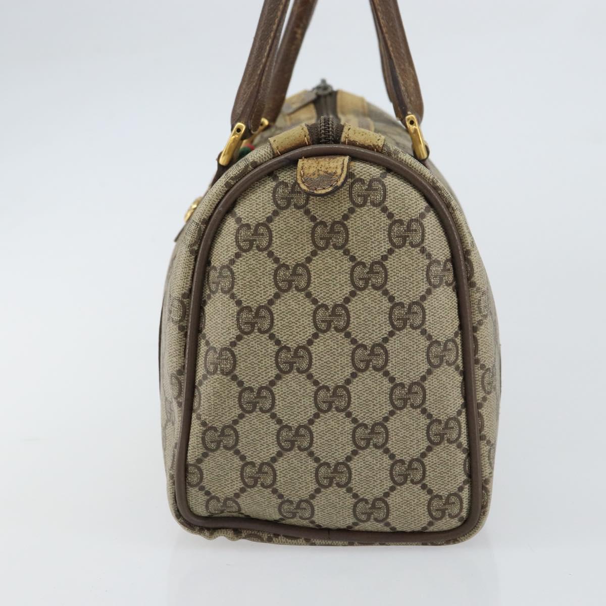 GUCCI GG Supreme Web Sherry Line Boston Bag PVC Beige Gold 40 02 006 Auth 161096