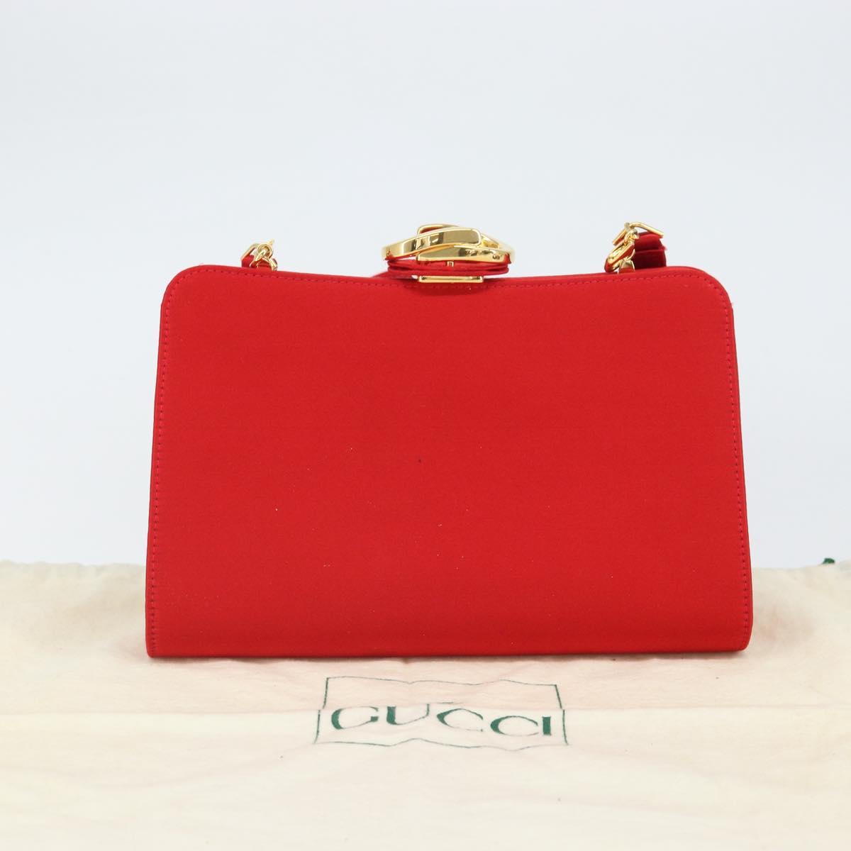 GUCCI Shoulder Bag Satin Red Gold 005 406 0284 Auth 161107V