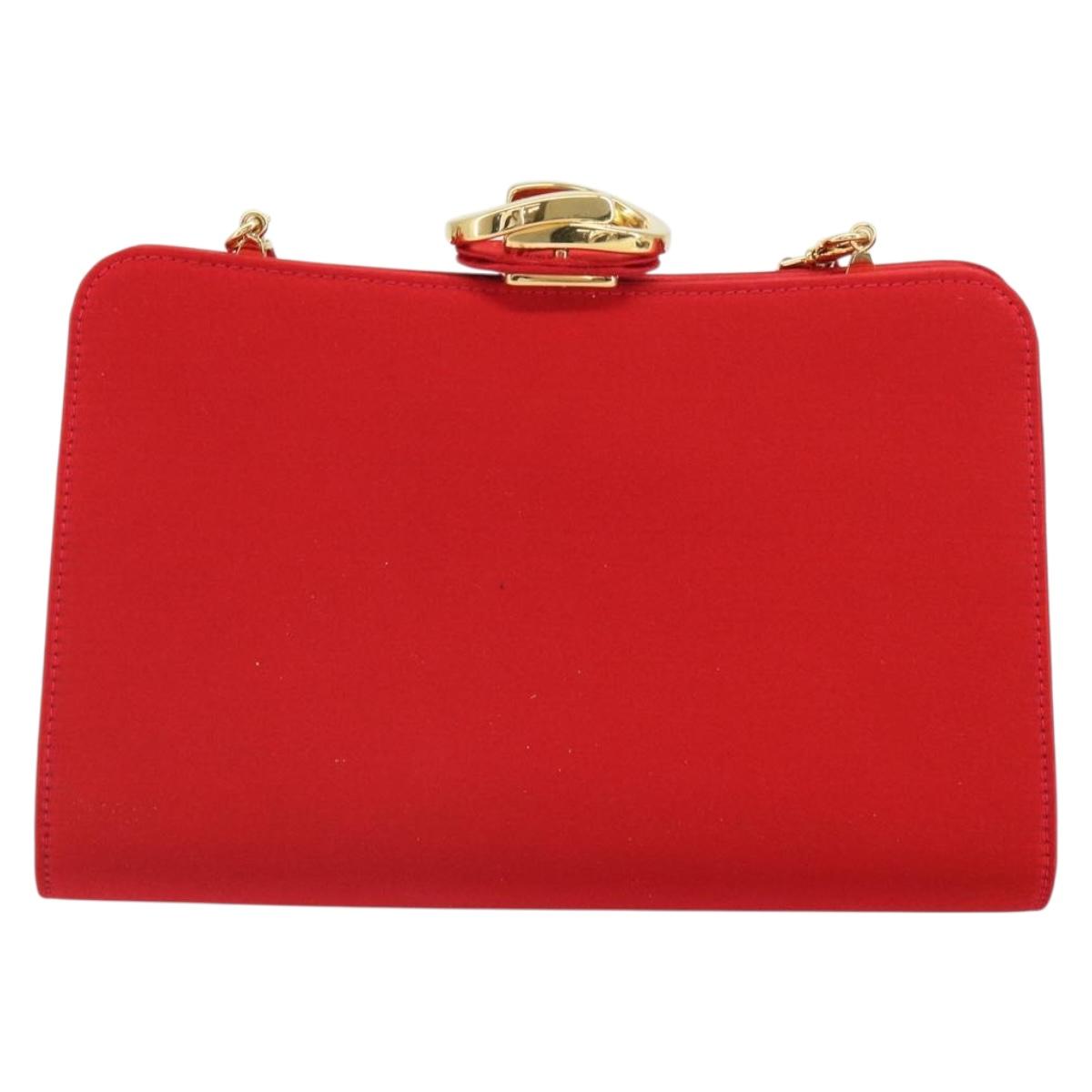 GUCCI Shoulder Bag Satin Red Gold 005 406 0284 Auth 161107V