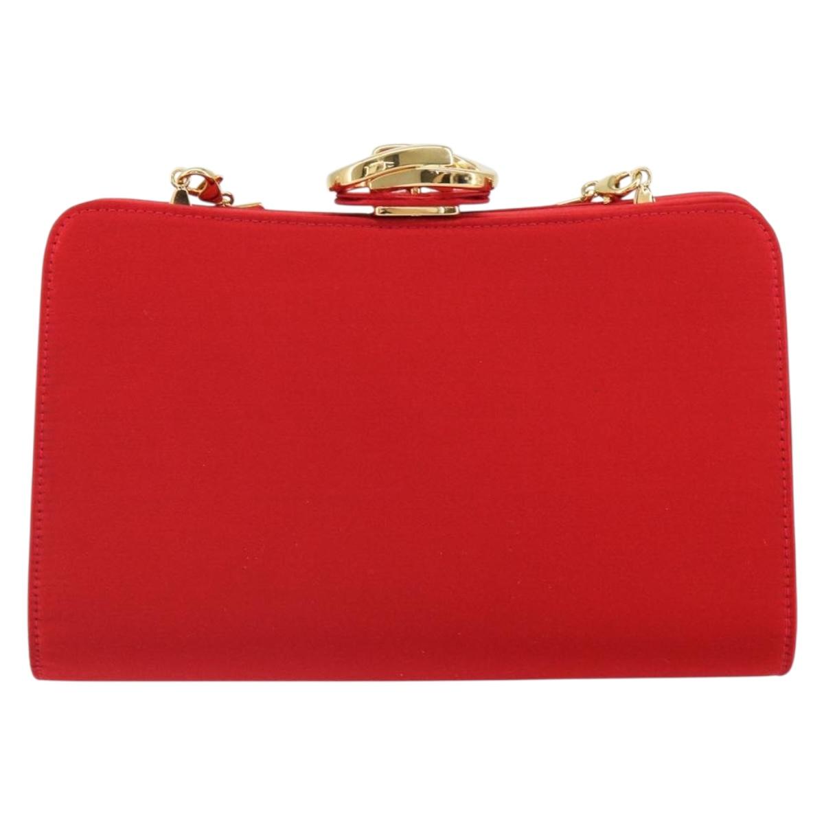 GUCCI Shoulder Bag Satin Red Gold 005 406 0284 Auth 161107V