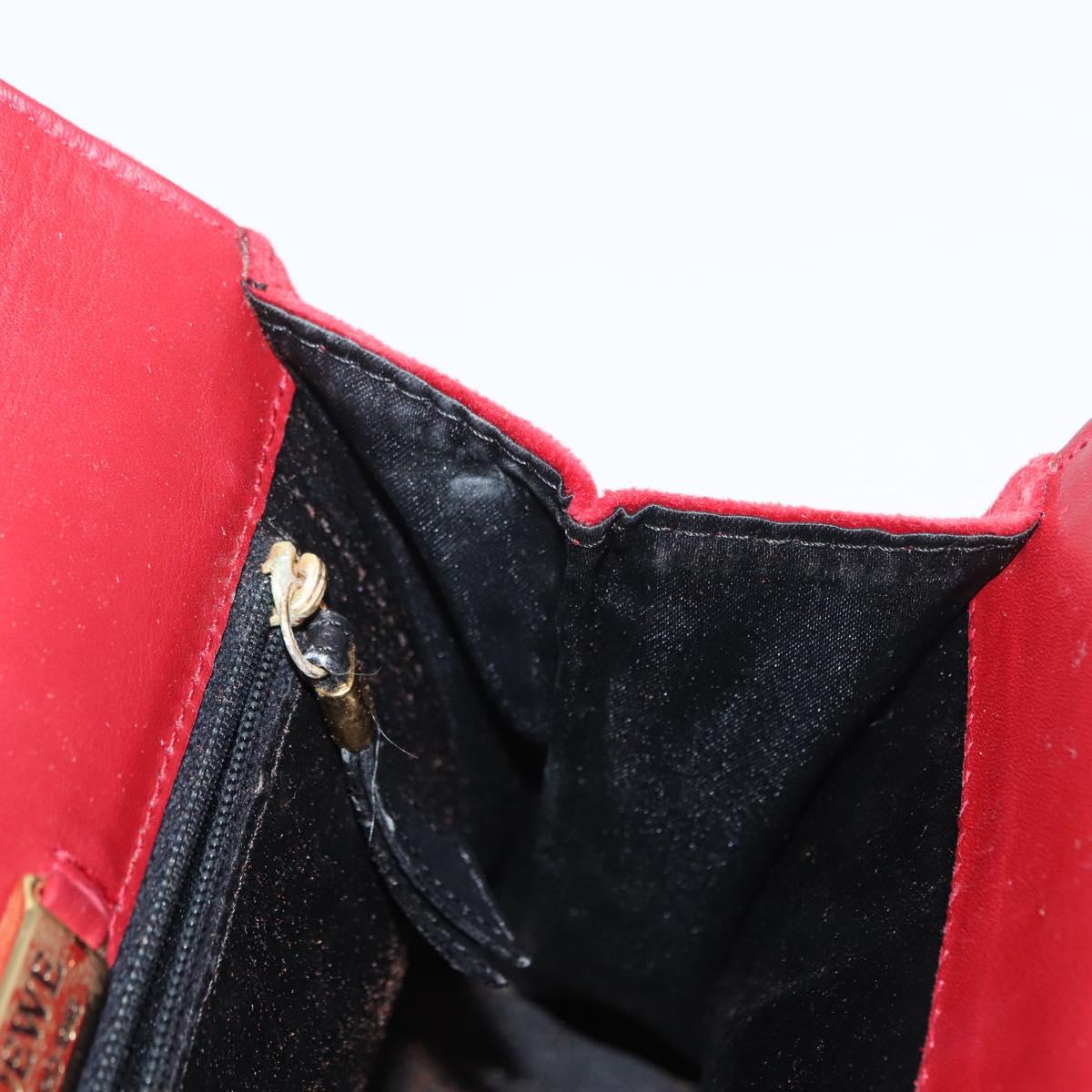 LOEWE Shoulder Bag Velor Red Gold Auth 161108