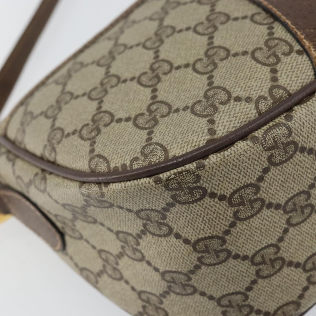 GUCCI GG Supreme Web Sherry Line Bag PVC Beige Gold 89 02 032 Auth 161109