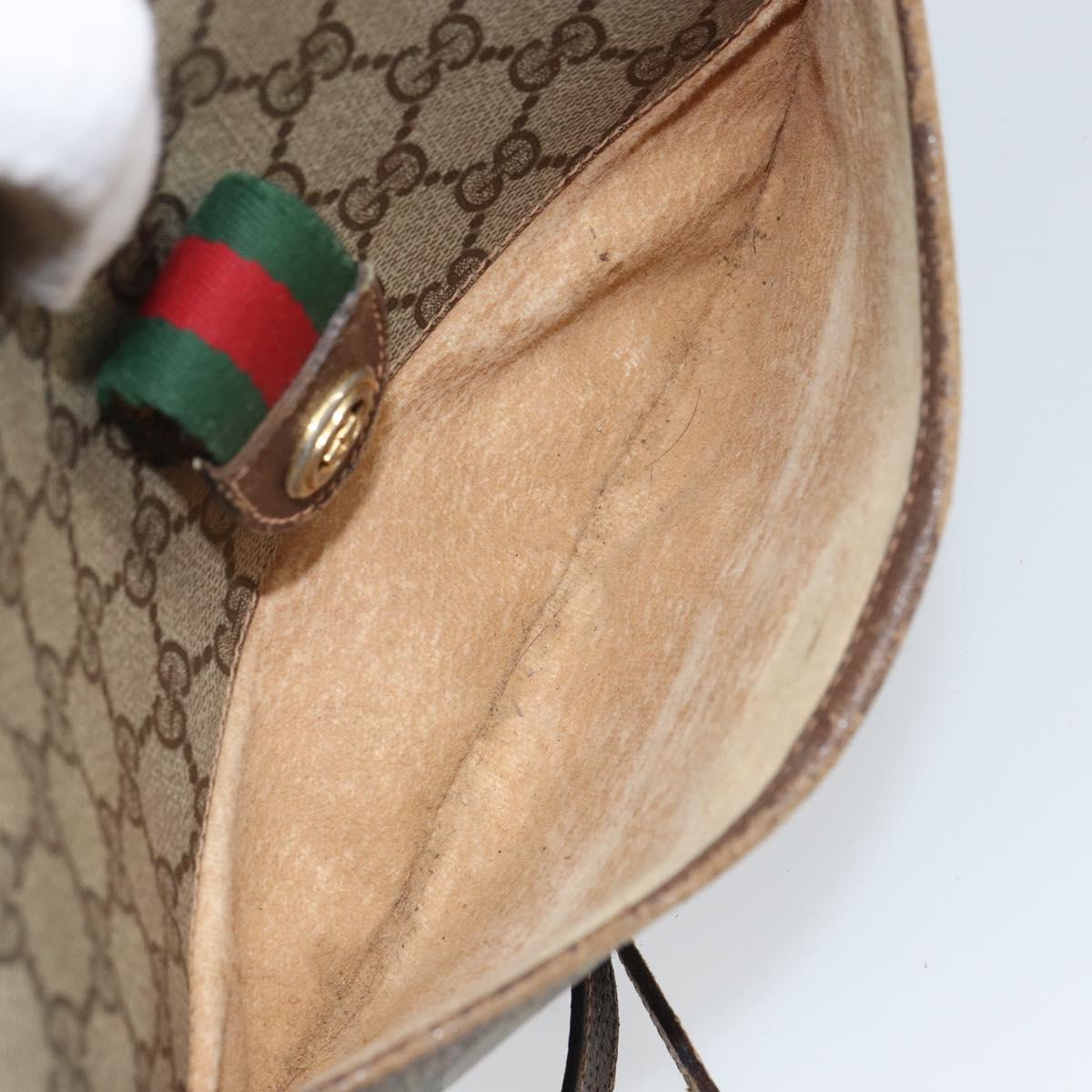 GUCCI GG Supreme Web Sherry Line Bag PVC Beige Gold 89 02 032 Auth 161109