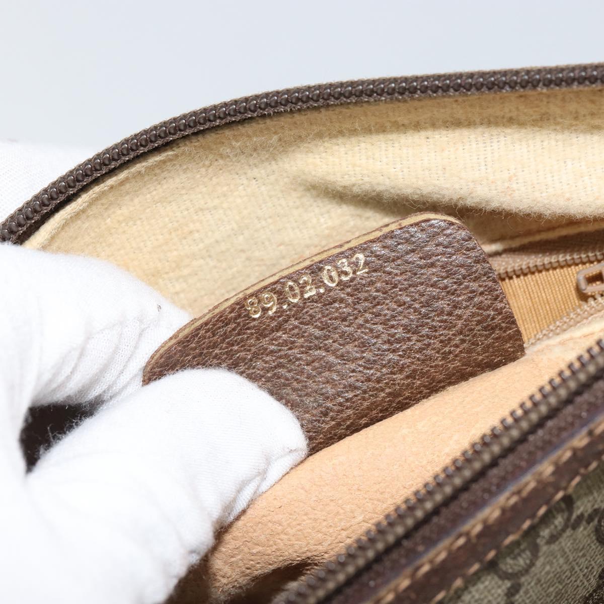 GUCCI GG Supreme Web Sherry Line Bag PVC Beige Gold 89 02 032 Auth 161109