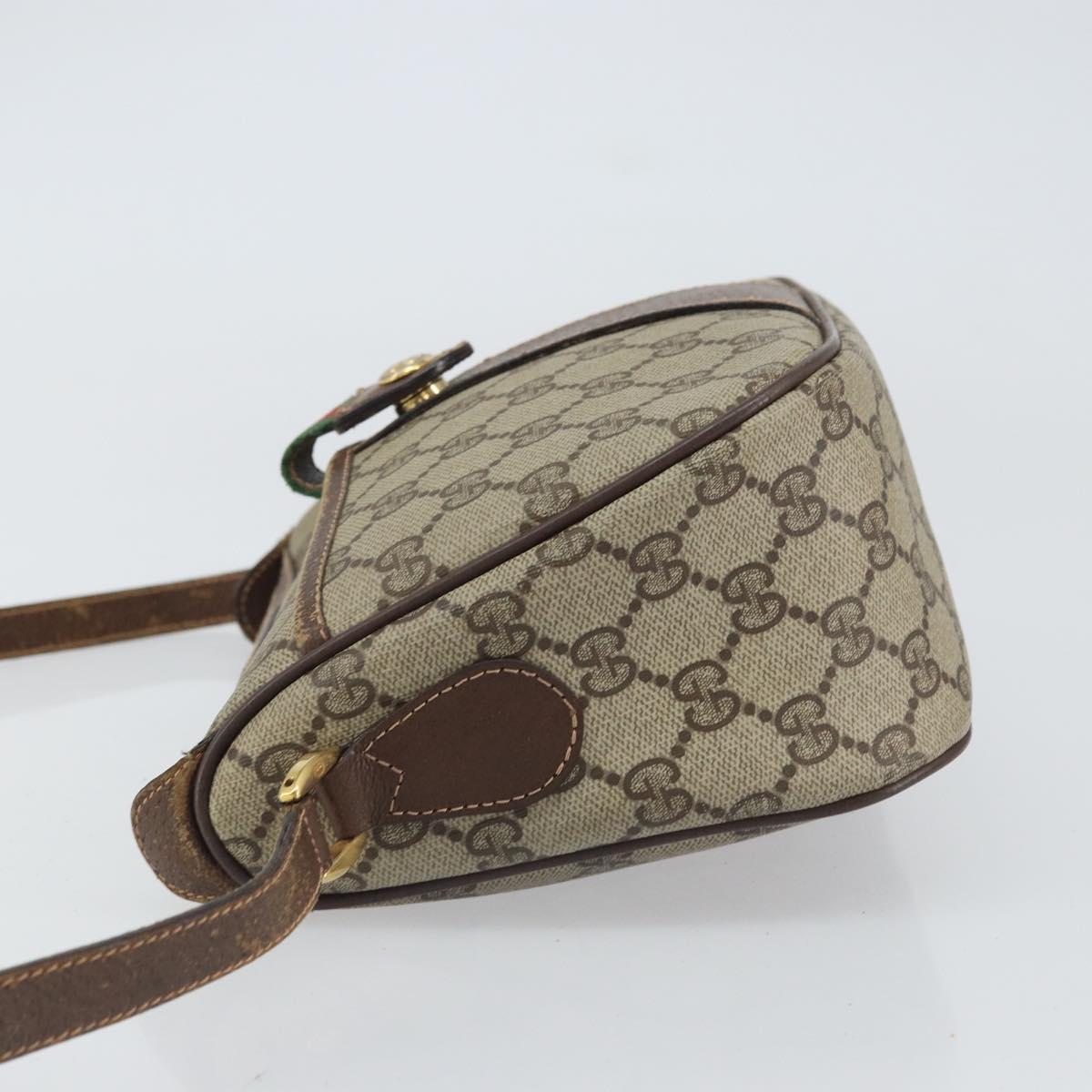 GUCCI GG Supreme Web Sherry Line Bag PVC Beige Gold 89 02 032 Auth 161109