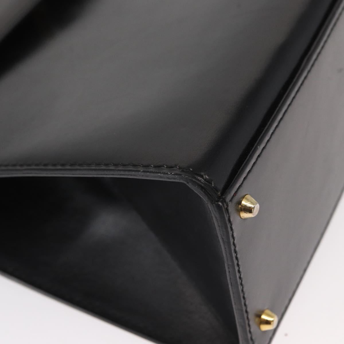 CELINE Circle Shoulder Bag Leather Black Gold Auth 161116