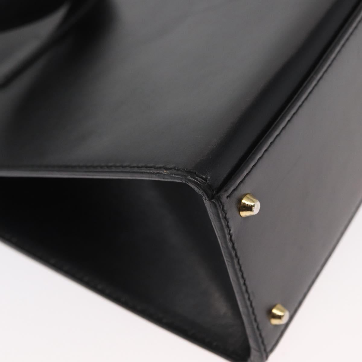 CELINE Circle Shoulder Bag Leather Black Gold Auth 161116