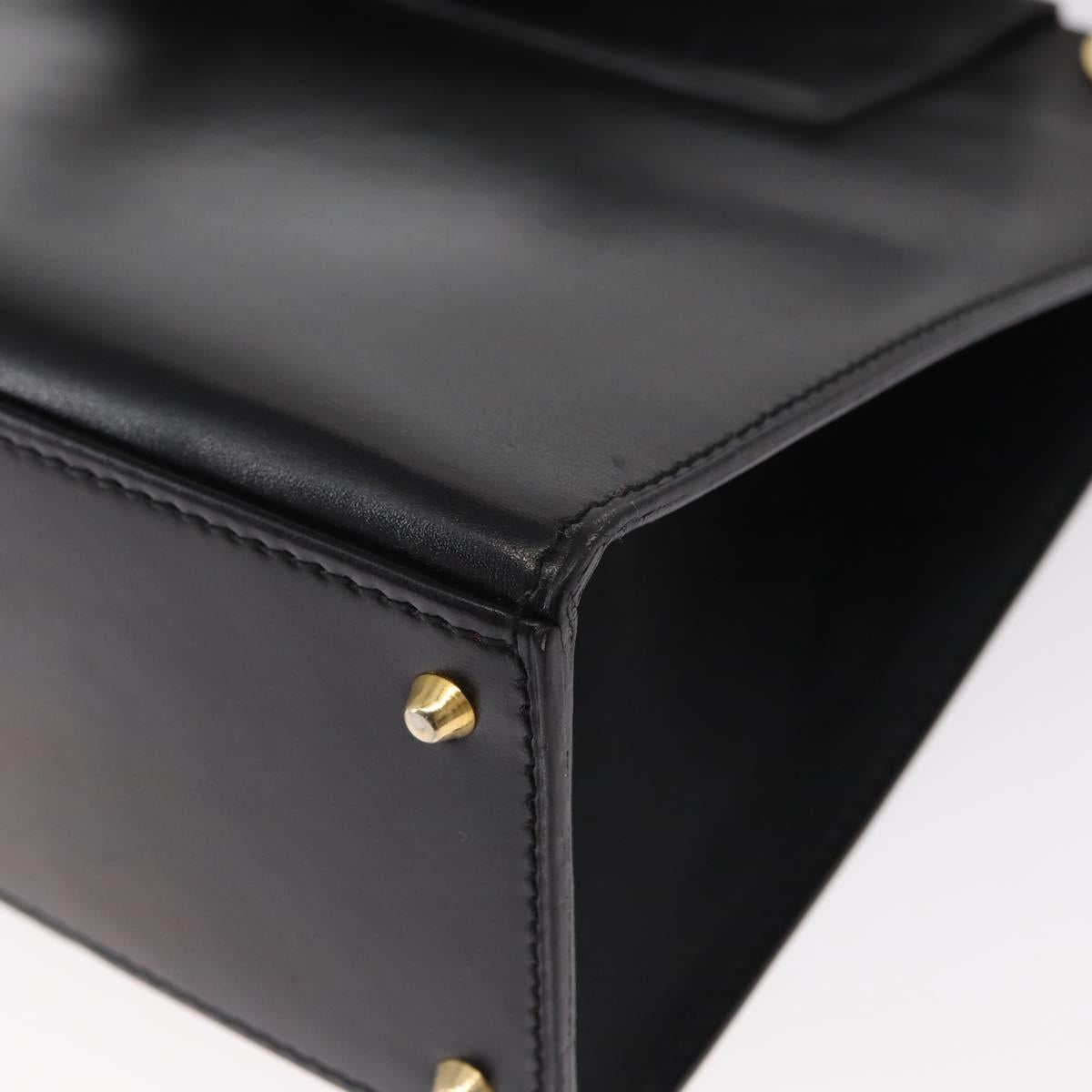 CELINE Circle Shoulder Bag Leather Black Gold Auth 161116