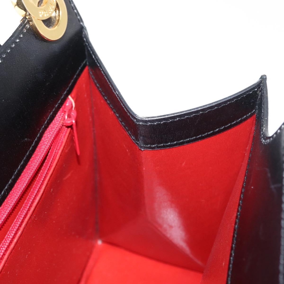 CELINE Circle Shoulder Bag Leather Black Gold Auth 161116