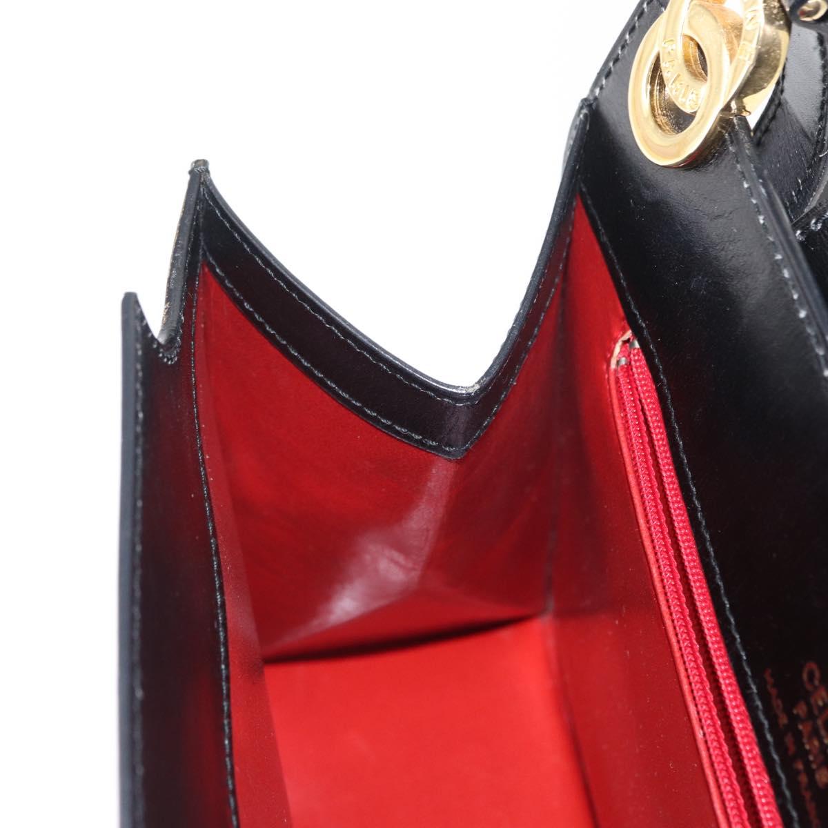 CELINE Circle Shoulder Bag Leather Black Gold Auth 161116