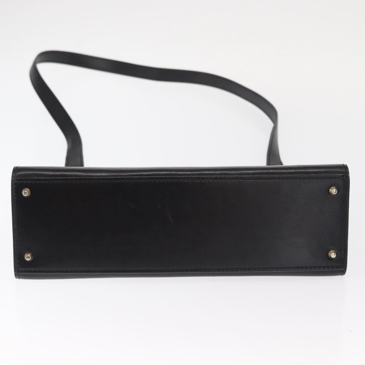 CELINE Circle Shoulder Bag Leather Black Gold Auth 161116