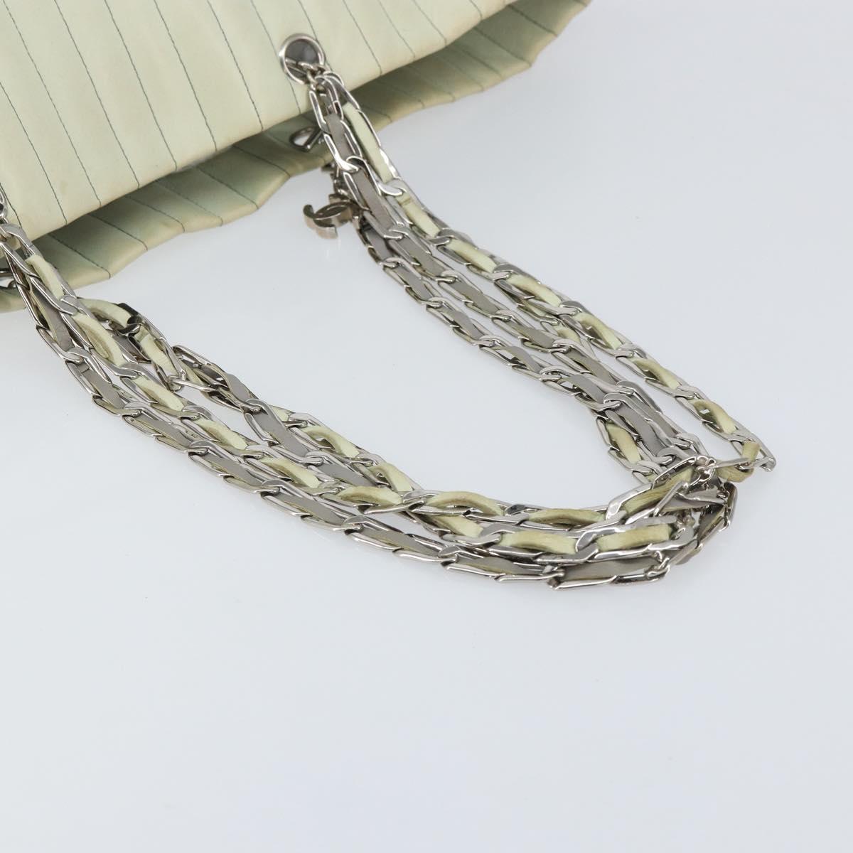 CHANEL Mademoiselle Chain Shoulder Bag Lamb Skin Ivory Silver CC Auth 161117