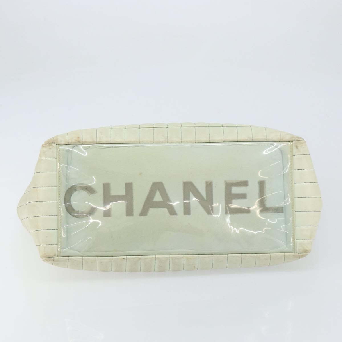 CHANEL Mademoiselle Chain Shoulder Bag Lamb Skin Ivory Silver CC Auth 161117