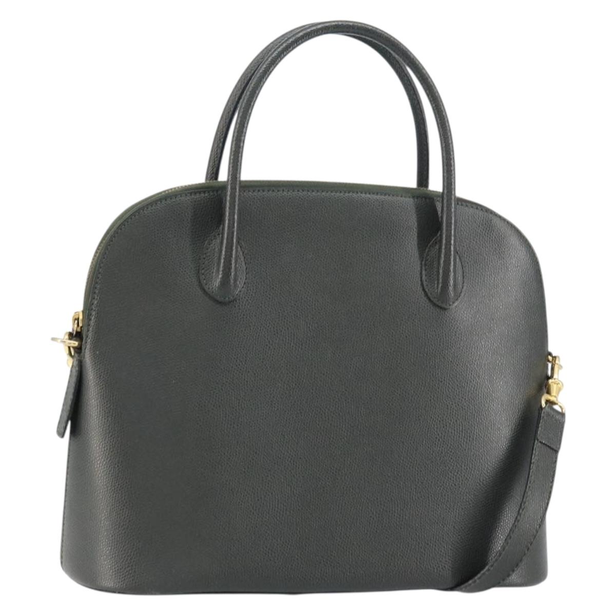 CELINE Hand Bag Leather 2way Green Gold Auth 161118