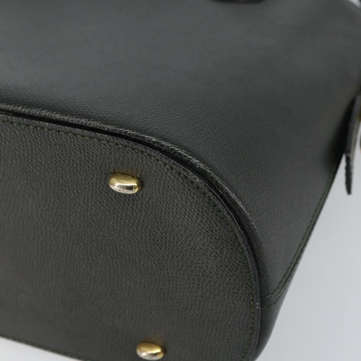 CELINE Hand Bag Leather 2way Green Gold Auth 161118