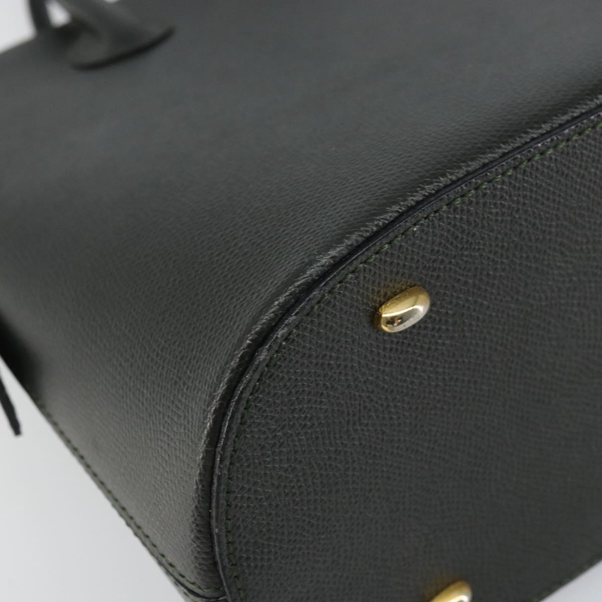 CELINE Hand Bag Leather 2way Green Gold Auth 161118