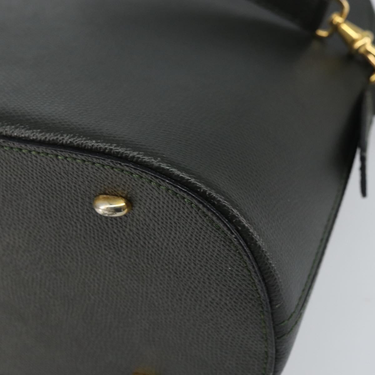 CELINE Hand Bag Leather 2way Green Gold Auth 161118